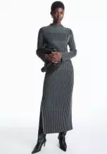 Buy COS Striped Ribbed-Knit Midi Dress 2025 Online | ZALORA