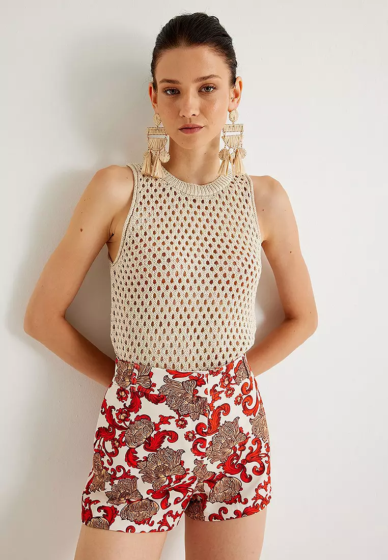 Sleeveless Crew Neck Openwork Crochet Top