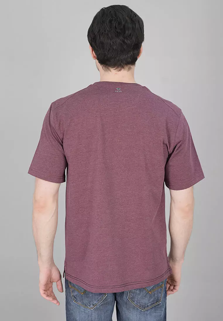 LGS - Kaos Casual Pria - Lengan Pendek - Maroon - Sablon Stripe - CTS.222.S3132.01.C