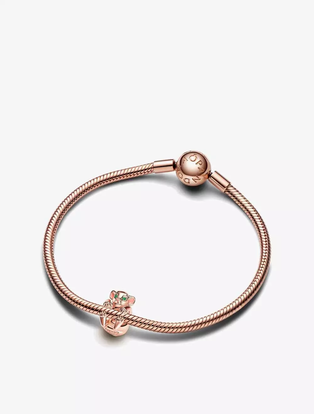 Disney The Lion King Nala 14k rose gold-plated charm with green and pink enamel