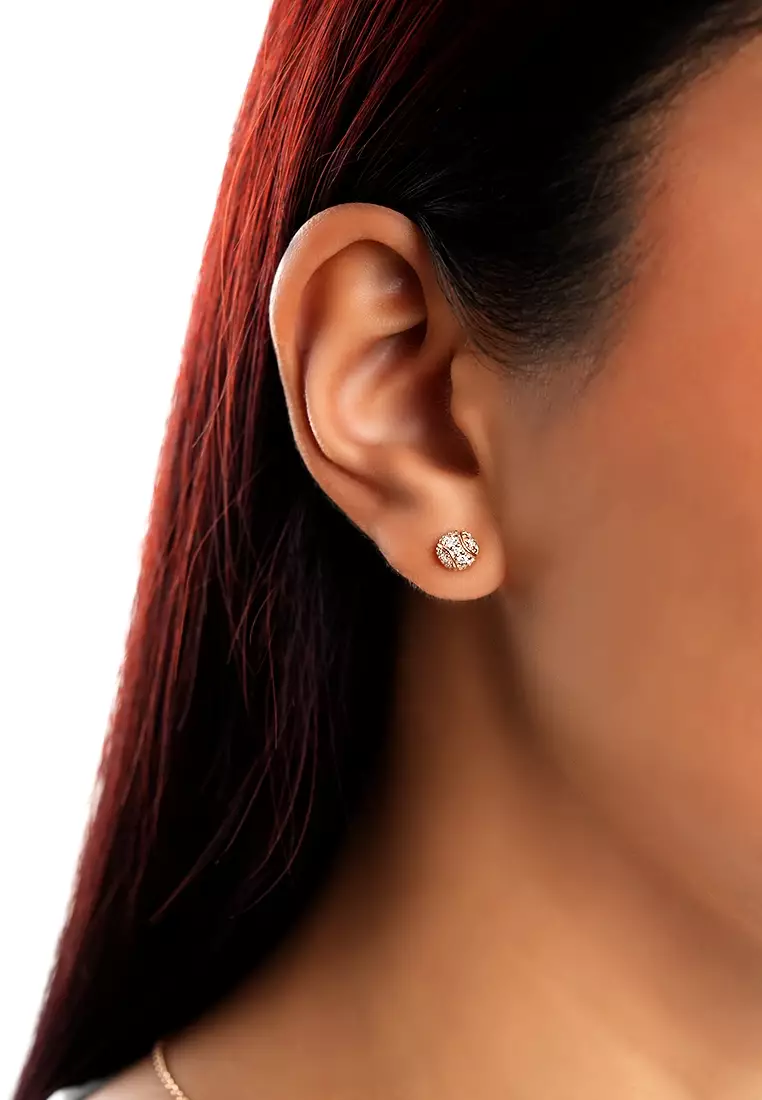 Racket & Ball Duo Stud Earrings in Vermeil Rose Gold D/E-VVS/VS (0.37ct TDW)