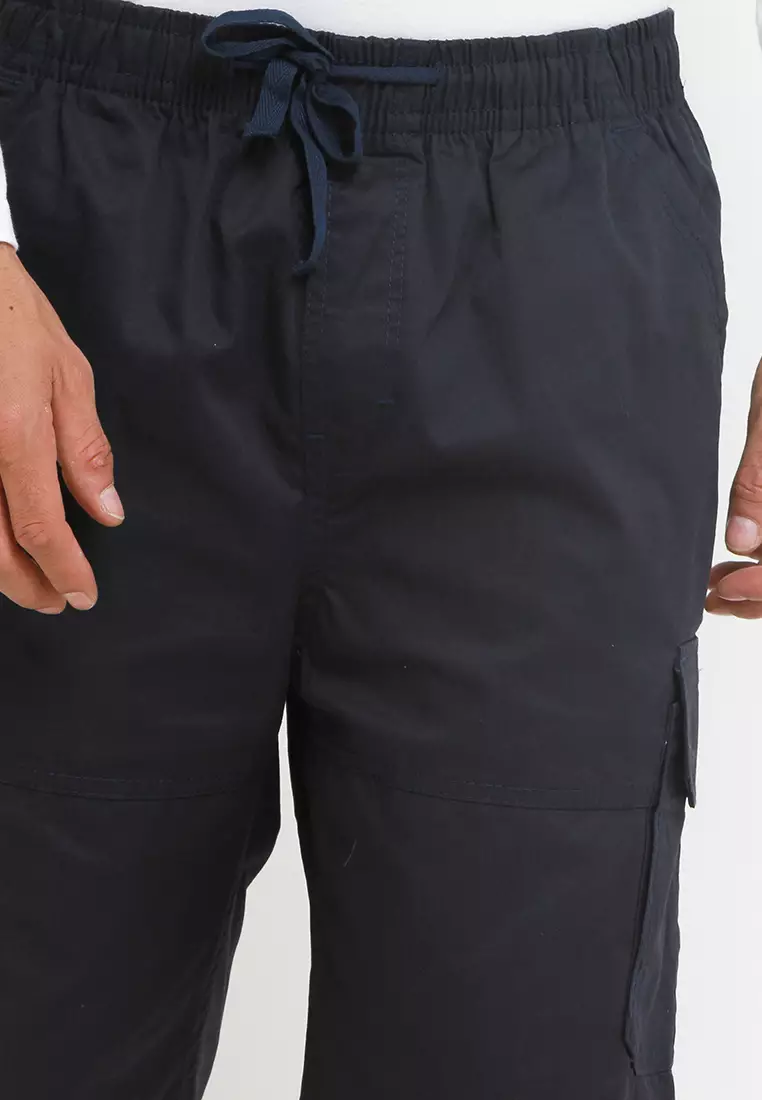 RBJ Celana Pendek Karet Cargo Cotton Biru Tua Pria