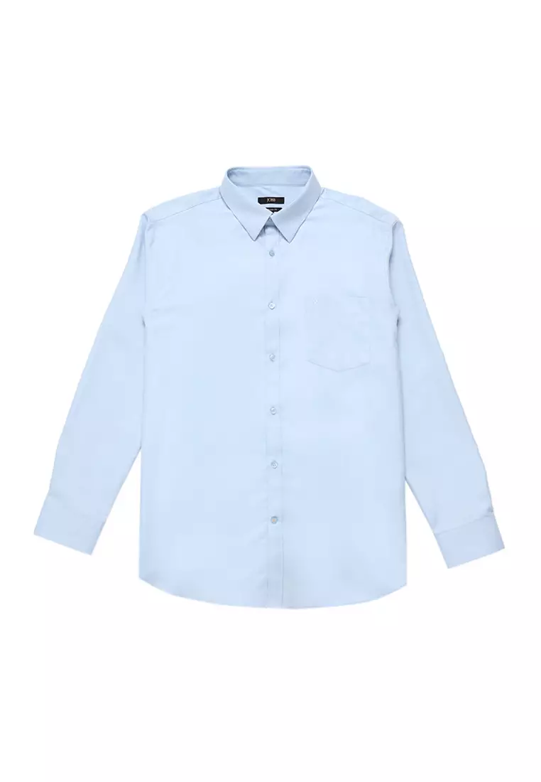 Jobb Brioni Kemeja Pria Lengan Panjang Regular Fit Biru