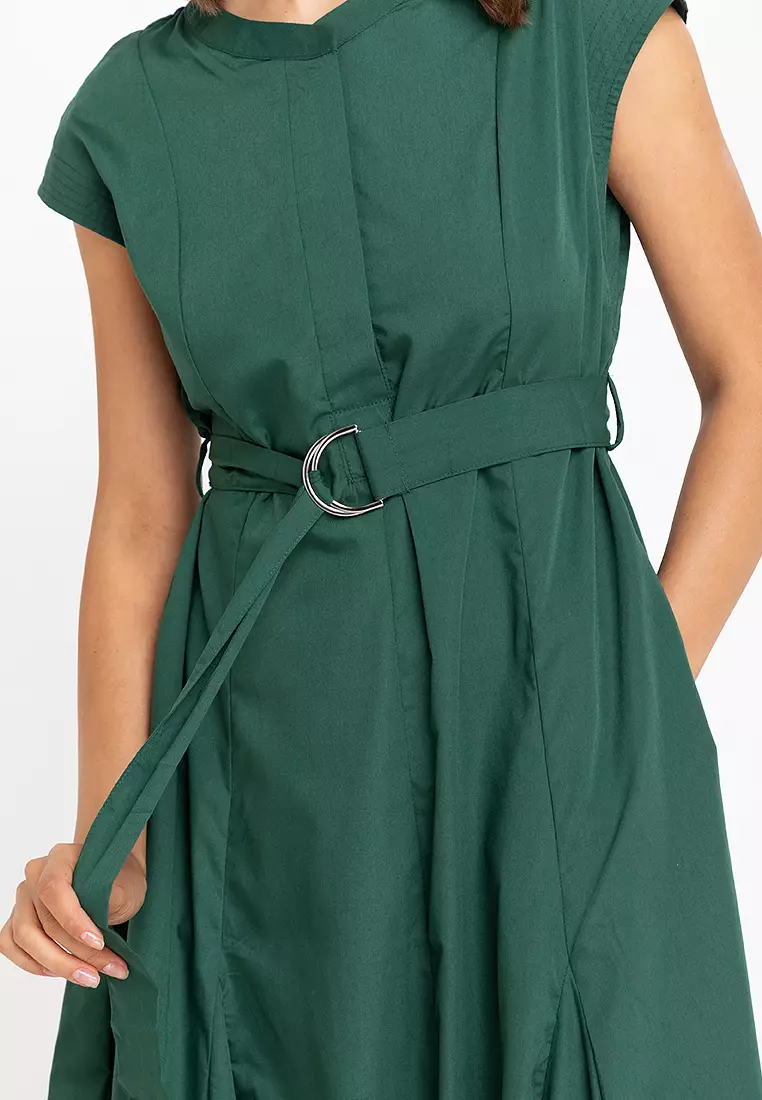 Celavie French Sleeves Belted Dress