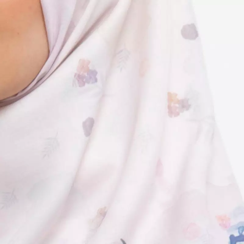 Le Floral Digitalized Handpainted Print Scarf W/ Matching Mask In Peach