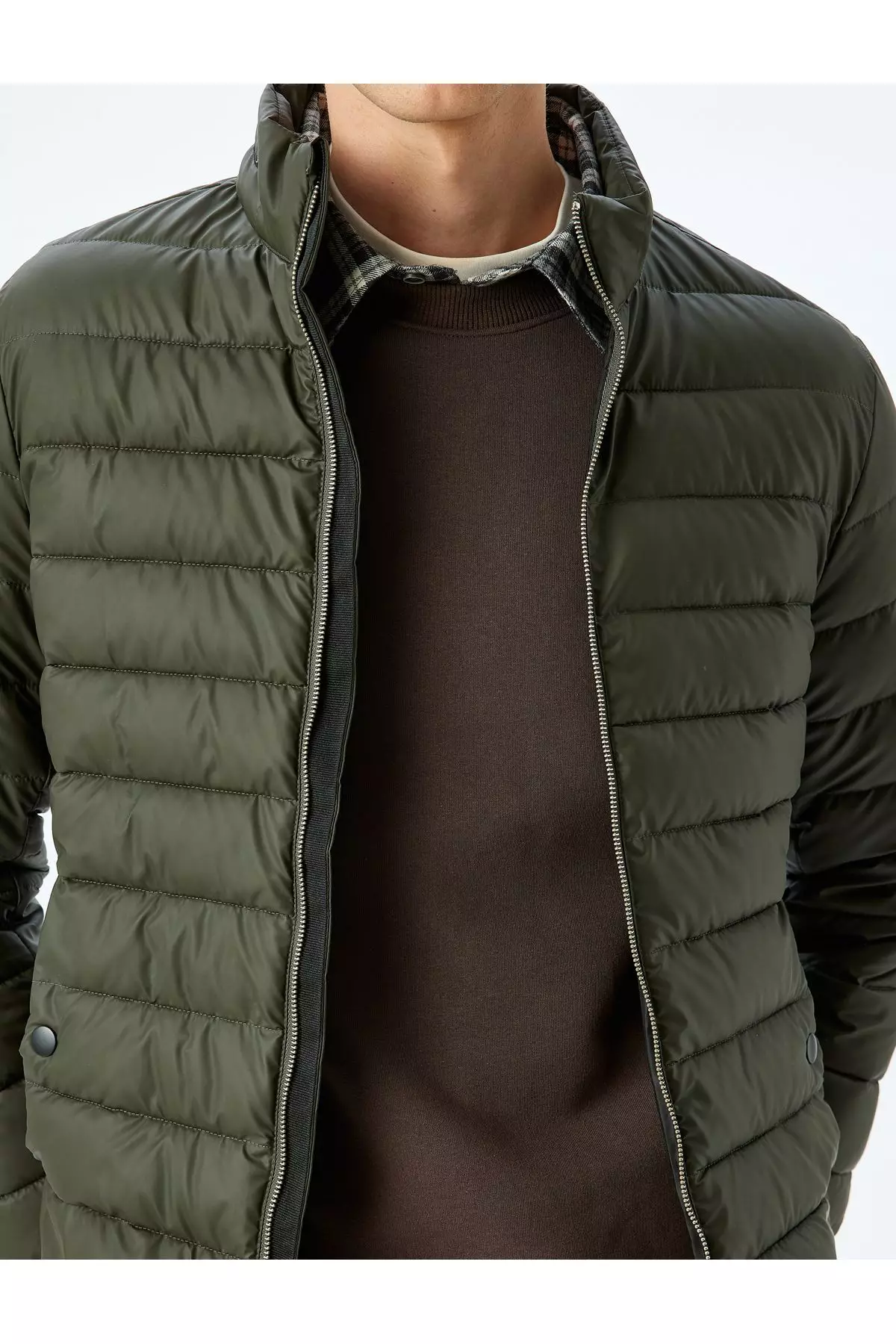 Latex Fabric Slim Fit Puffer Jacket