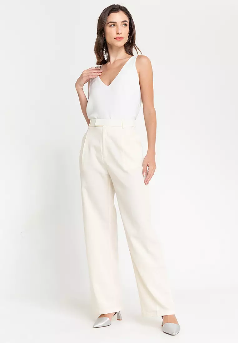 Cersy Natural Waist Wide Leg Trousers