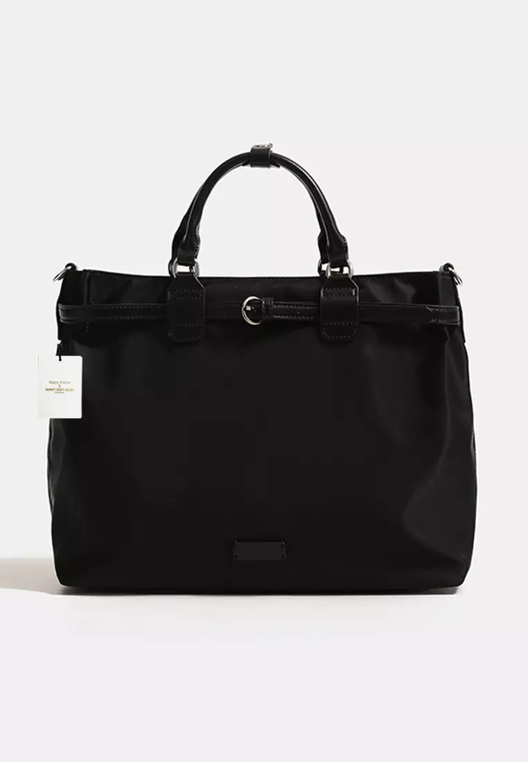 Multi Purpose Nylon Oxford Patch Genuine Leather Laptop Tote Bag JW MJ-1388