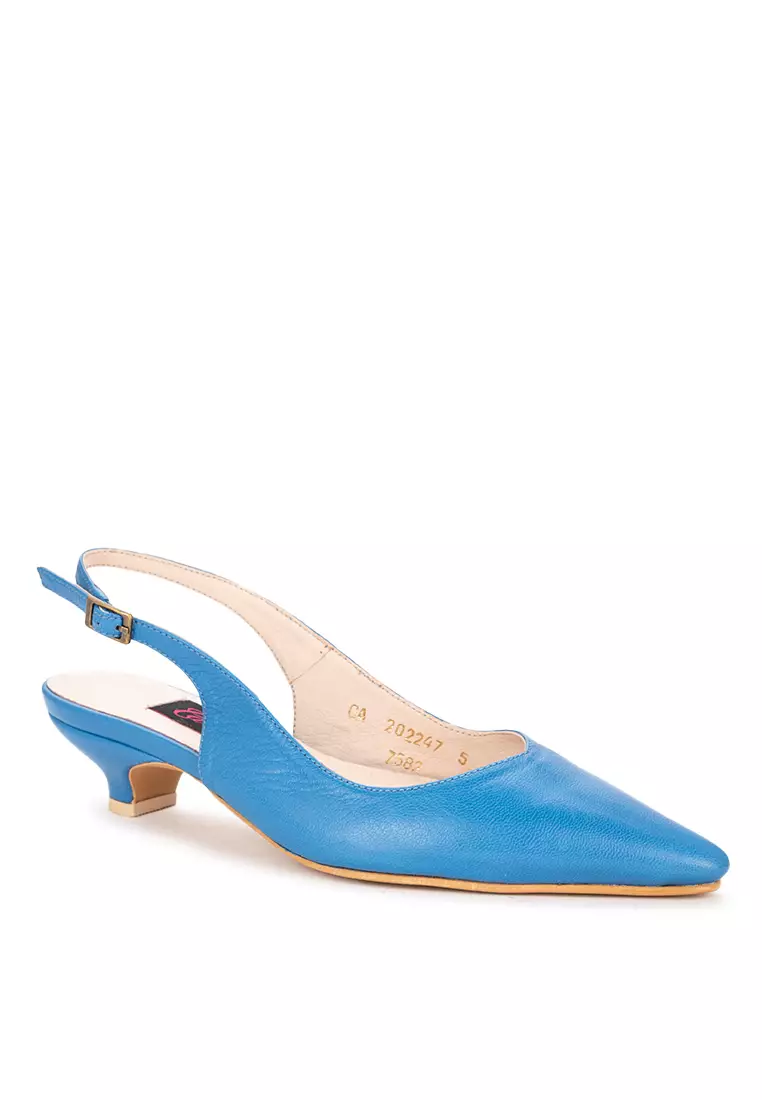 Pointed Toe Leather Slingbacks