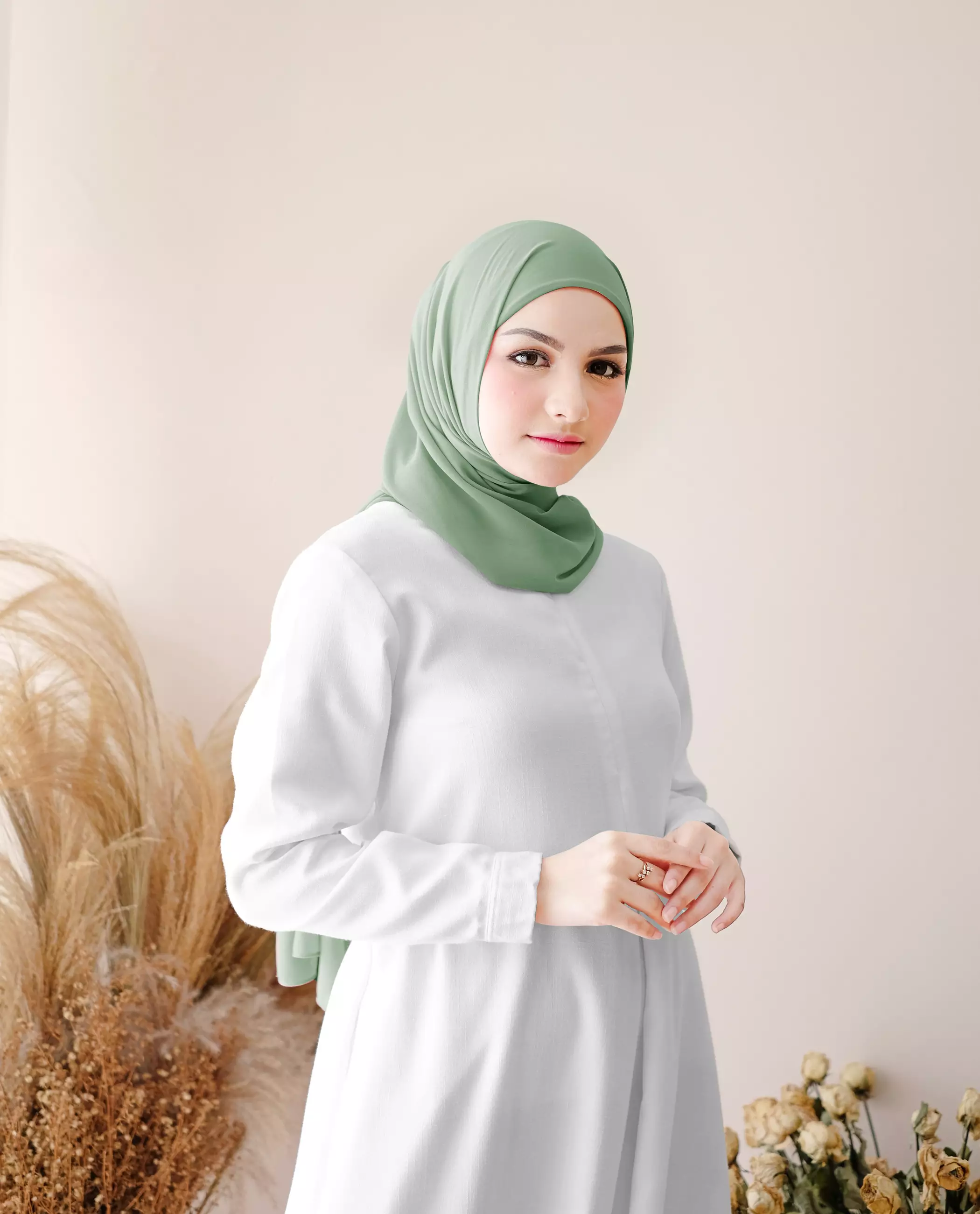 Pashmina Inner Instan 2in1 Ceruty Baby Doll - Avocado 