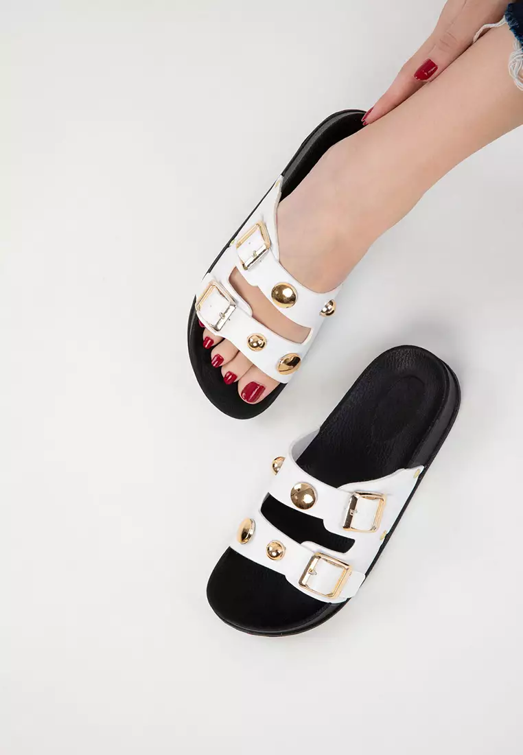 Black-White Women's Slippers 20490