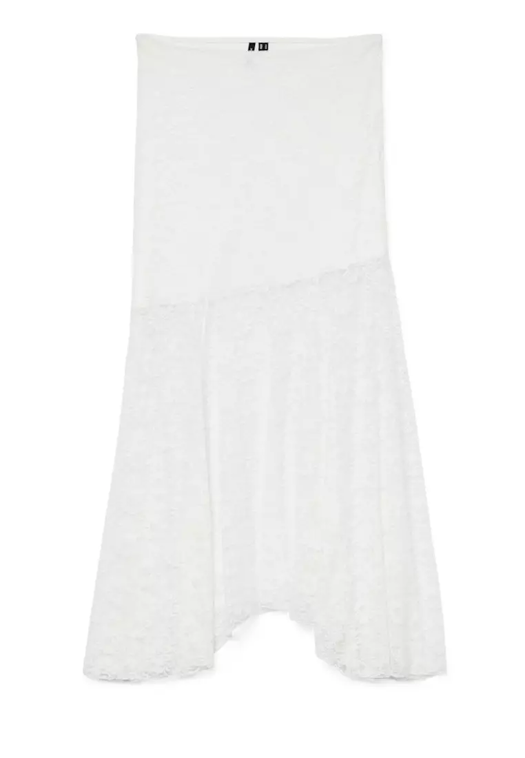High Waist Maxi Lace Jersey Skirt