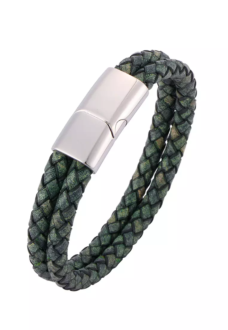  Gold Chain Bracelet, Bracelets for Men Metal Stainless Steel  Simple Style Braided Leather Cord Bracelet Men's Bracelet 18.5cm: Clothing,  Shoes & Jewelry