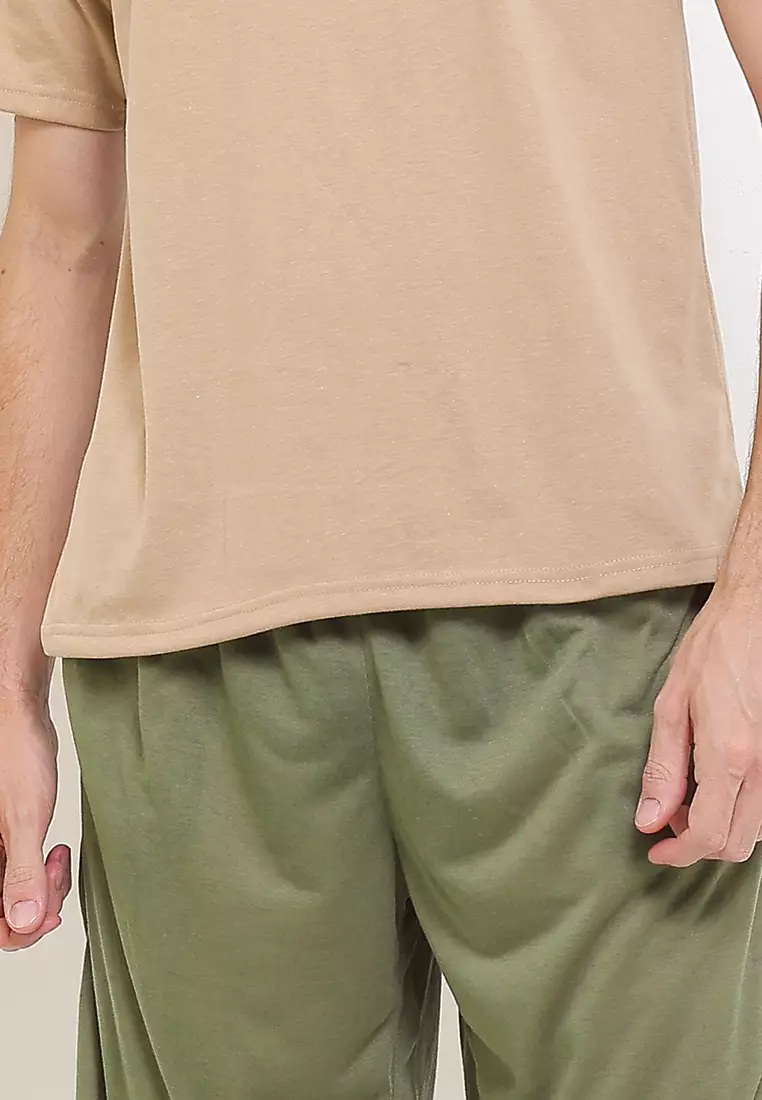 Pyjama Pijama Baju Tidur Short Sleeve Short Pants Berkantong Celana Mens Pria Sleepwear