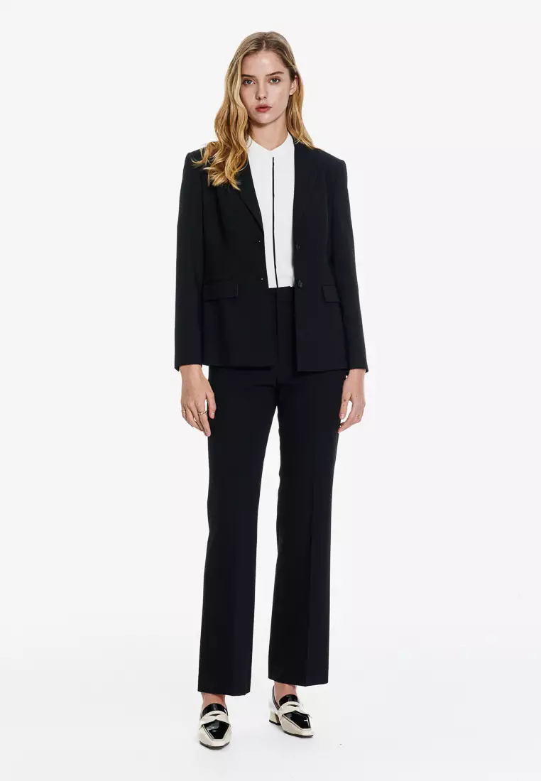 White Color-Block Placket 3/4 Sleeve Top