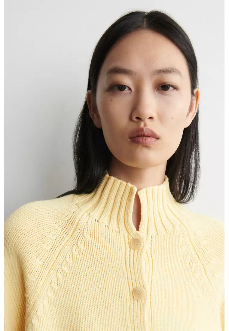 MERINO WOOL FUNNEL-NECK CARDIGAN