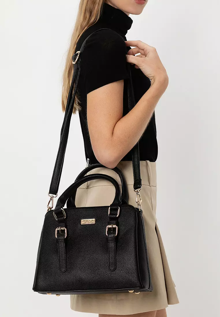 Pebbled Multi-Compartment Top Handle Bag