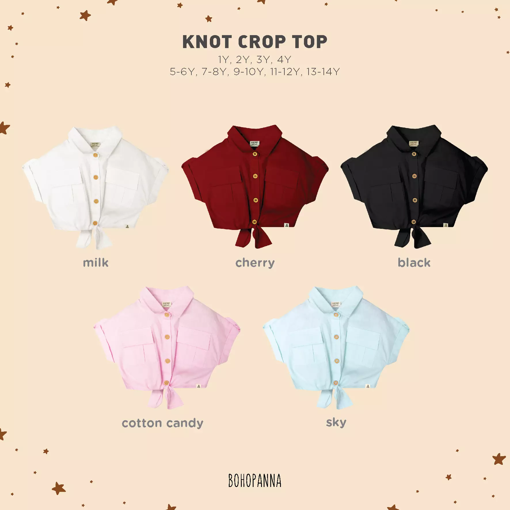 BOHOPANNA - KNOT CROP TOP - ATASAN ANAK PEREMPUAN