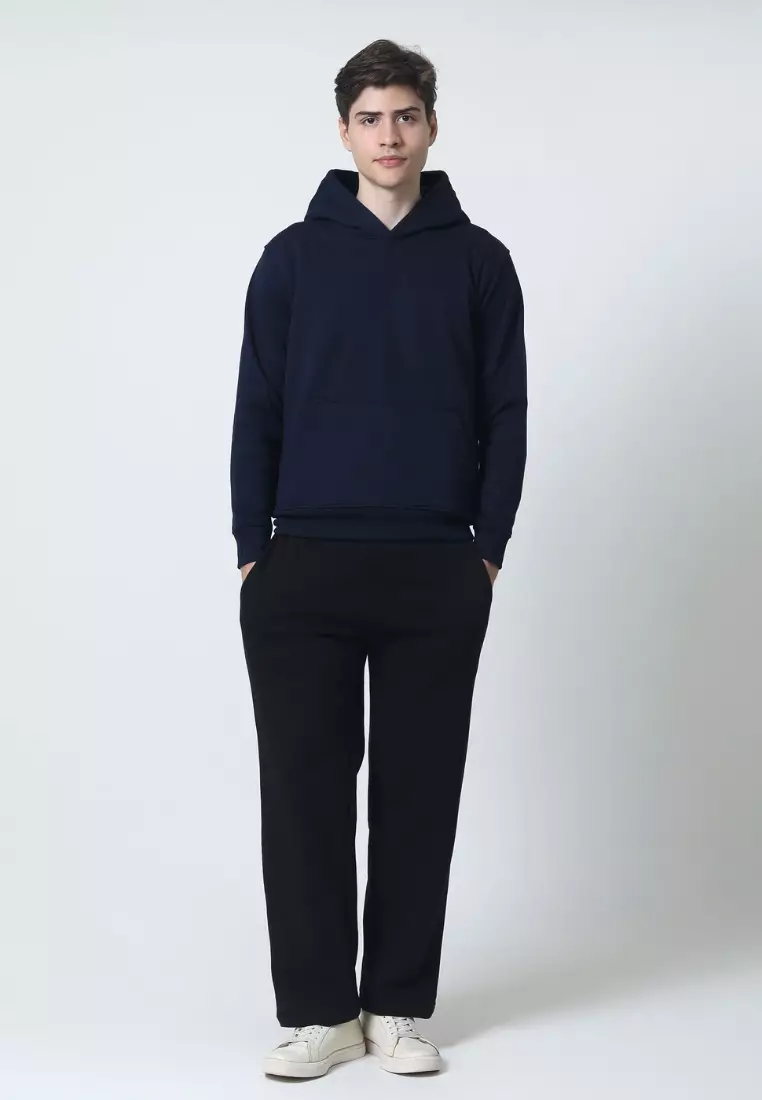 Cotton Well Cozzie Hoodie Sweatshirt with Hidden Pocket Navy | Jaket Pullover Fleece dengan Kantong Tersembunyi Nevi Biru Donker