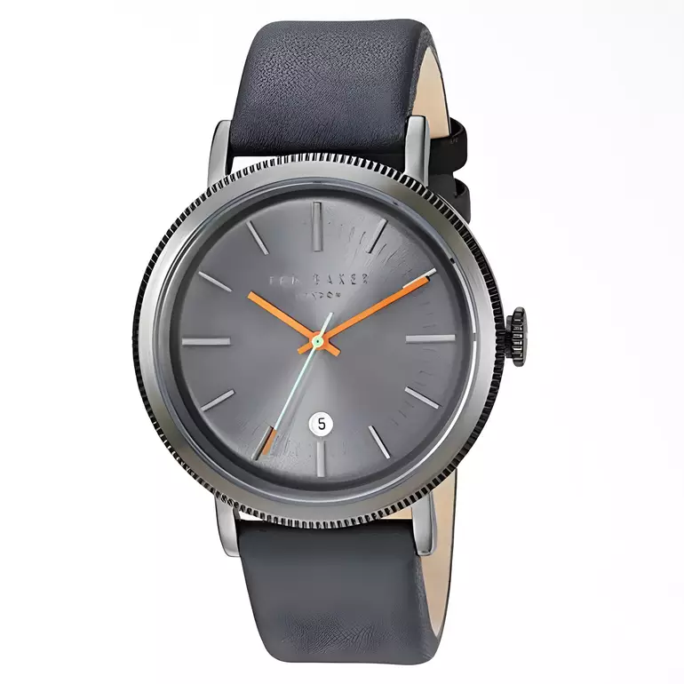 TED BAKER - Men's Watch - Gun Metal Stainless Case - Black Leather Strap - TE10031507