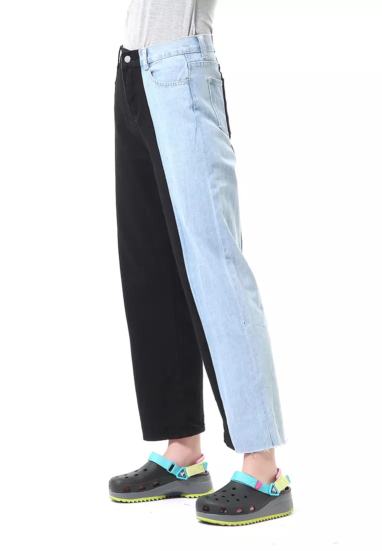 Stella Long Pants Celana Baggy Jeans Wanita Kombinasi 2Warna Material Denim ORIGINAL - Blue Black