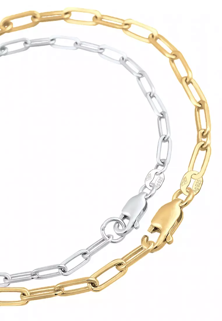 Set Perhiasan Perak 925 Wanita Elegant Minimalist Long Link Chain Gold Plated