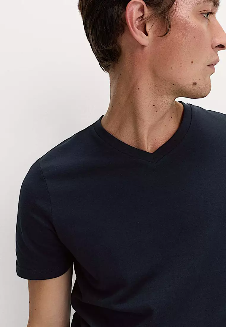 Pure Cotton V Neck T-Shirt