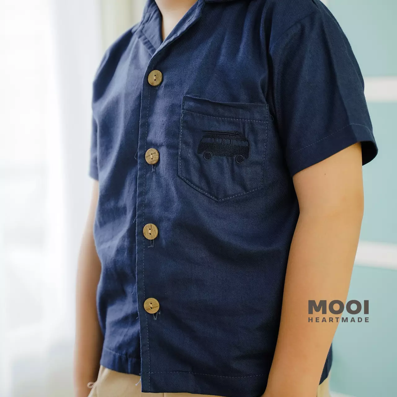 Mooi Kemeja Anak Laki-laki Arka Pocket Shirt - Clary Sage