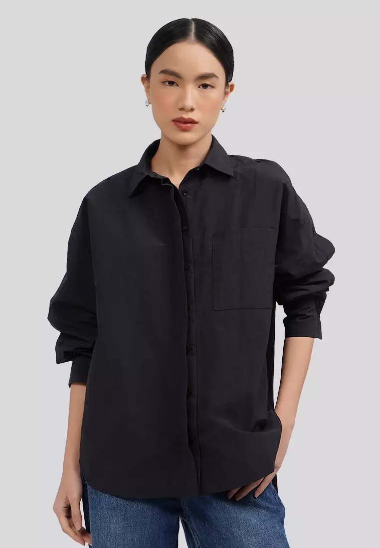 Oversized Button Up Sleeve Blouse