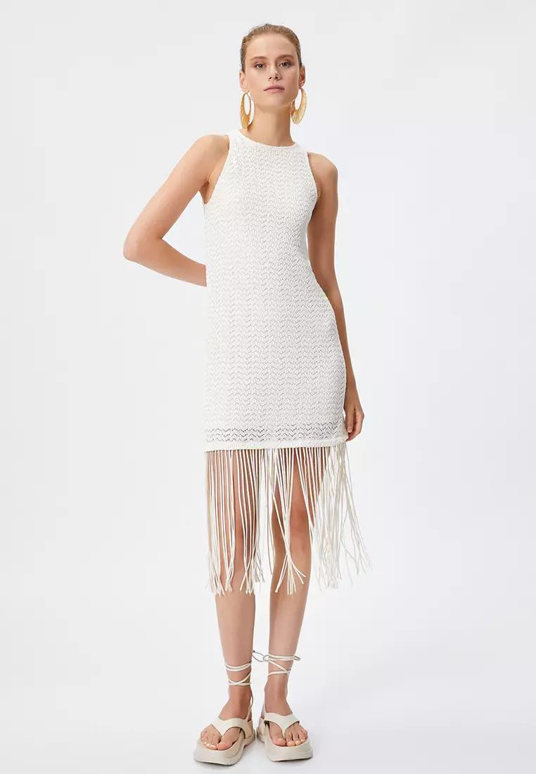Şahika Ercümen X KOTON Fringe Openwork Dress