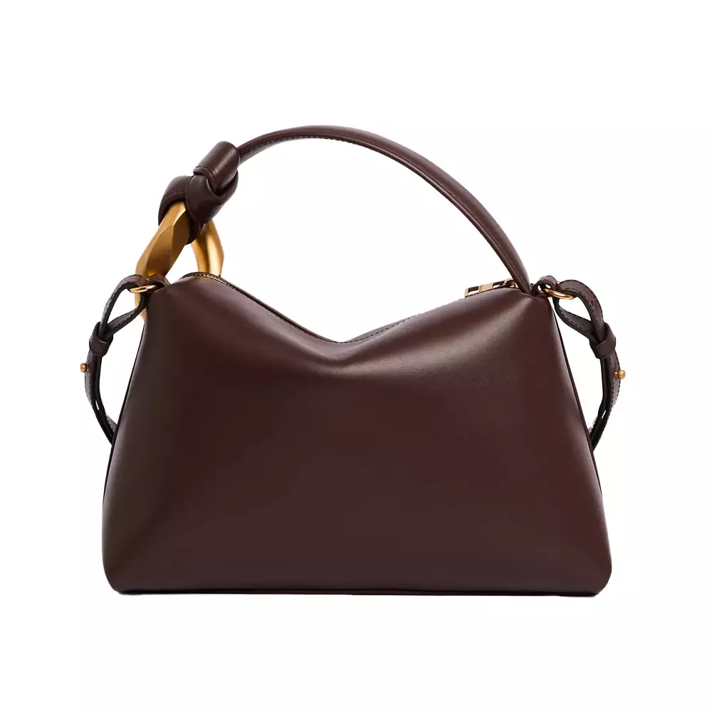 Small Corner Bag Leather Crossbody Bag Deep Walnut Ghw