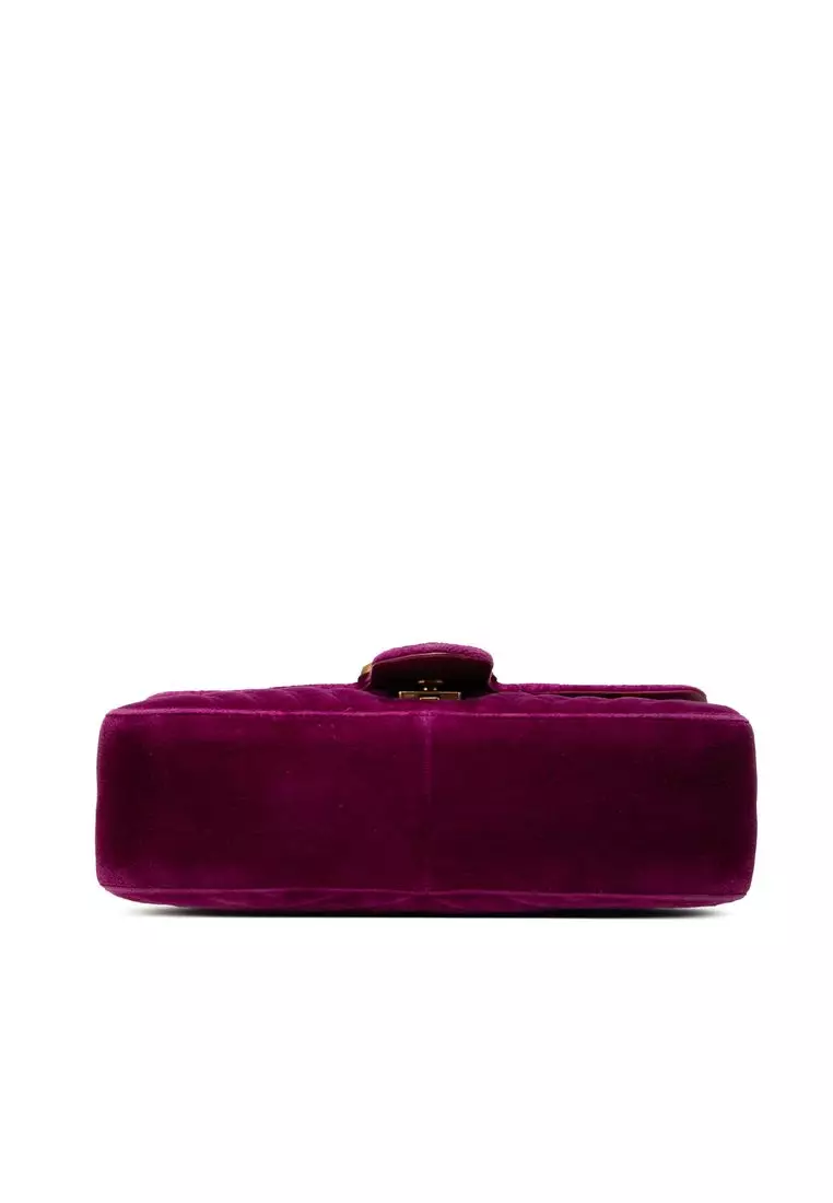 Pre-Loved Gucci Medium Gg Marmont Matelasse Velvet Shoulder Bag