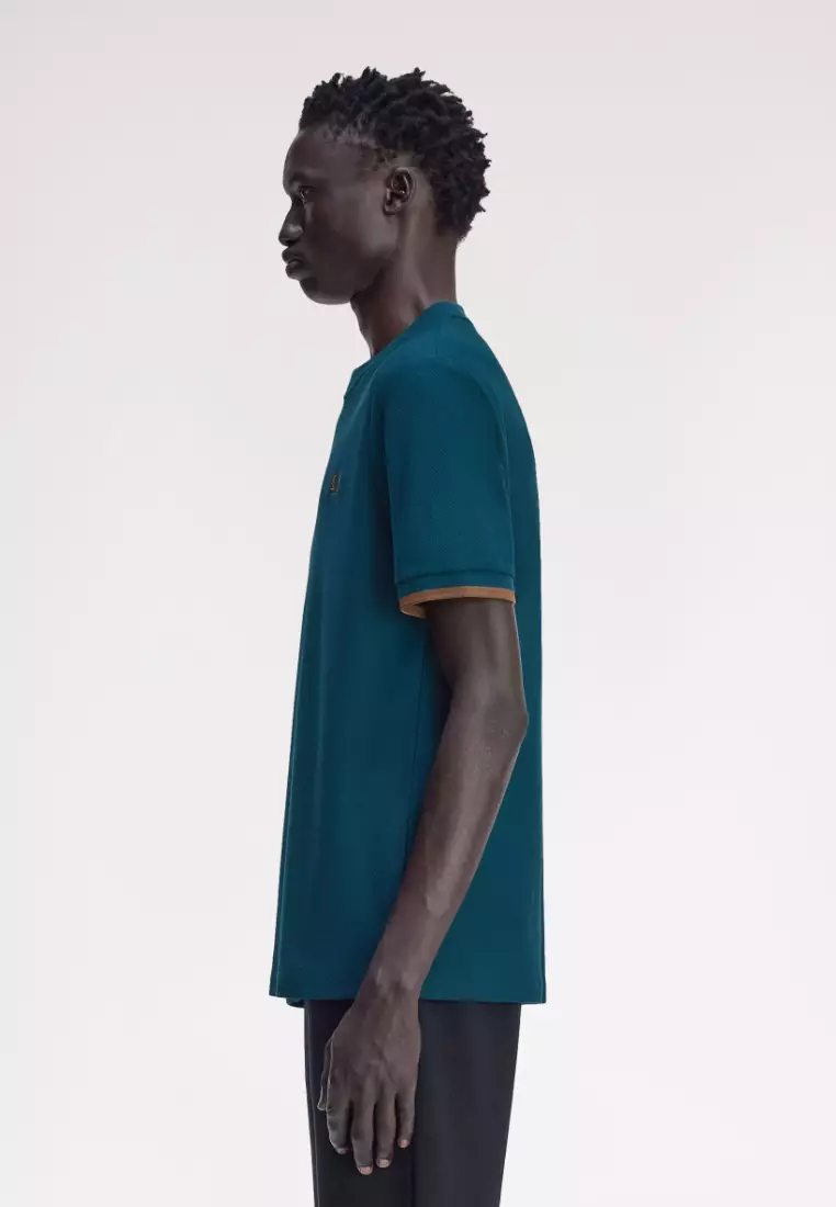 Fred Perry M4654 Tipped Cuff Pique Shirt (Dark Petrol)