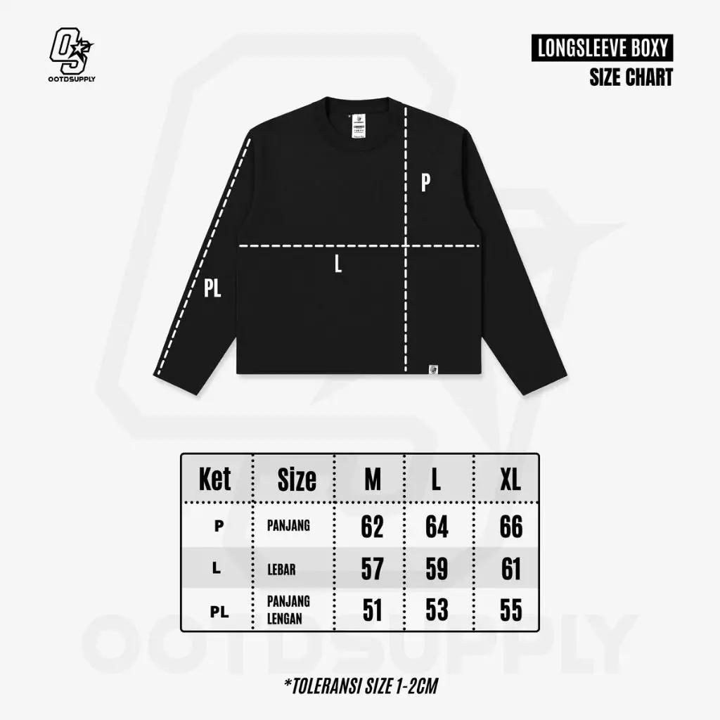 OOTDSUPPLY Longsleeve Boxy 20s Make Better Black l Oversize T-Shirt Lengan Panjang l Kaos Panjang I Atasan Unisex | LS-BX-002