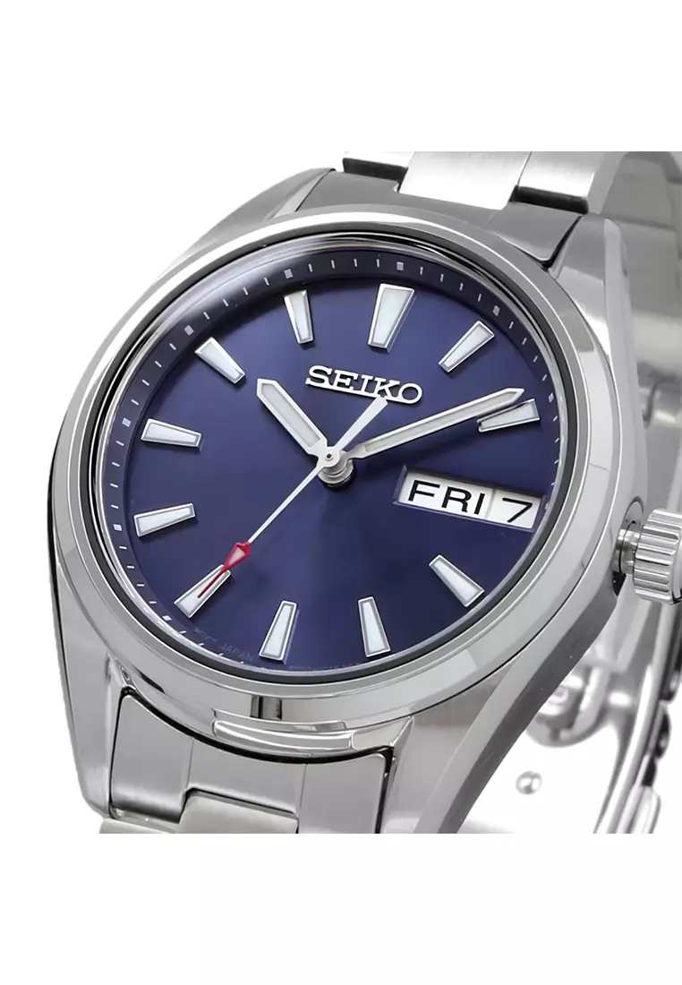 Seiko Quartz Neo Classic Discover More Blue Dial Silver Stainless Steel Women’s Watch - SUR353P1