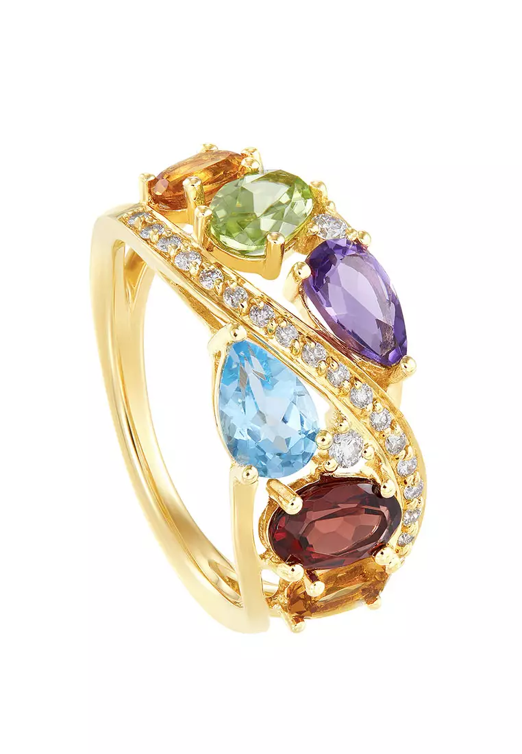 Gold ring with coloured stones store