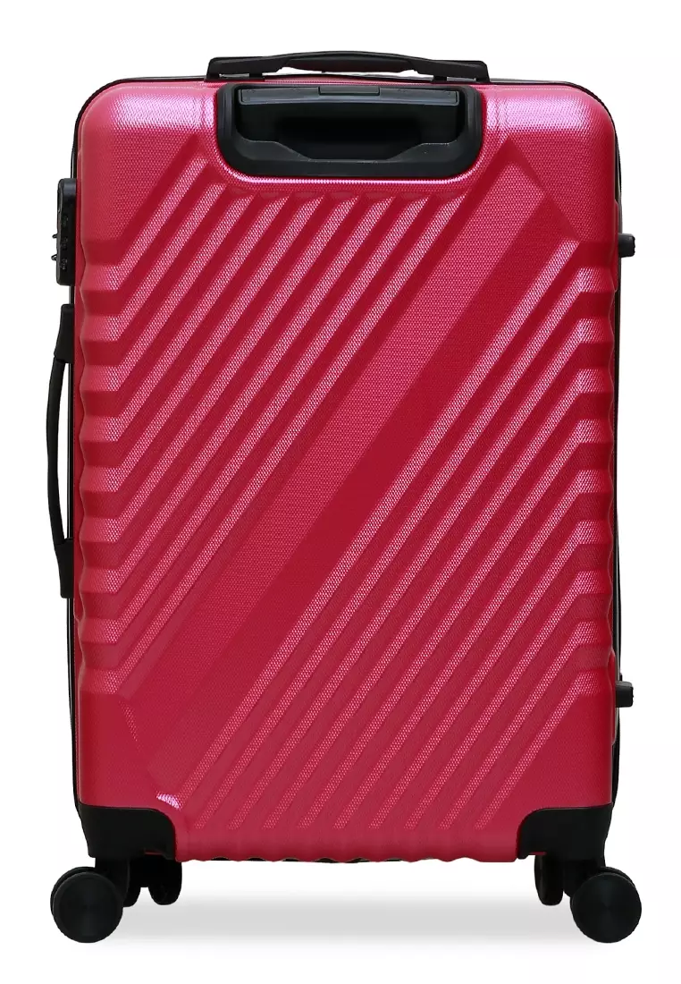 Isvara Tas Koper One Set Unisex Large Compartment Suitcase Number Code Locking Material Fiber ABS ORIGINAL - Pink