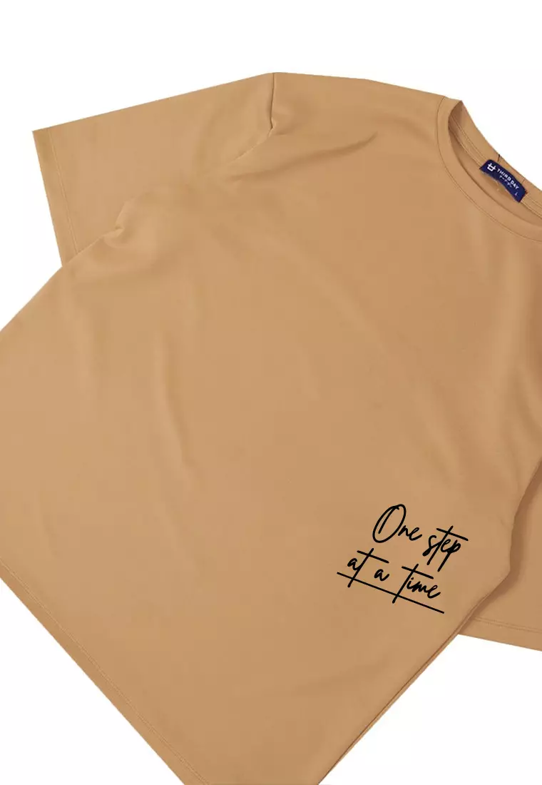 MTW07 kaos oversize keren scubalux "one step at a time" khaki