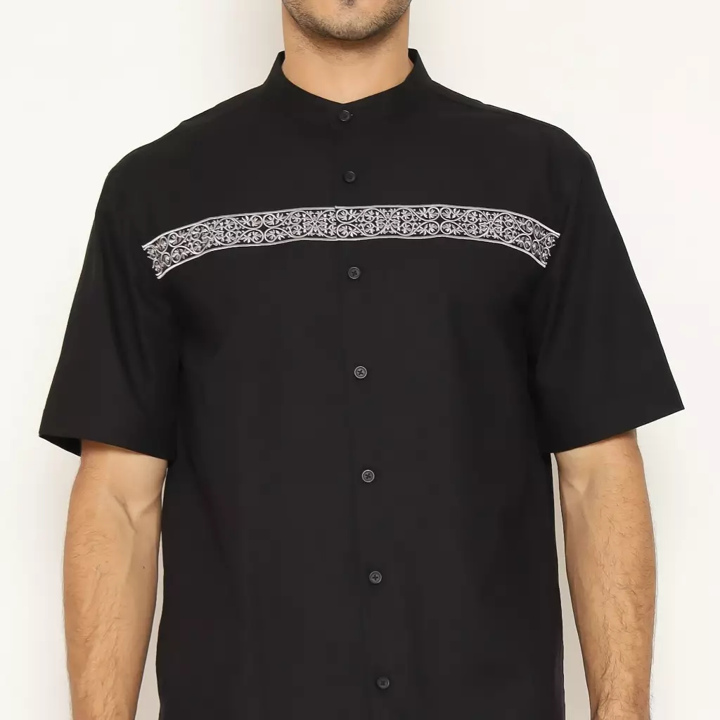 AMK Kemeja Koko Pria Lengan Pendek KK SHAKA S/S Black