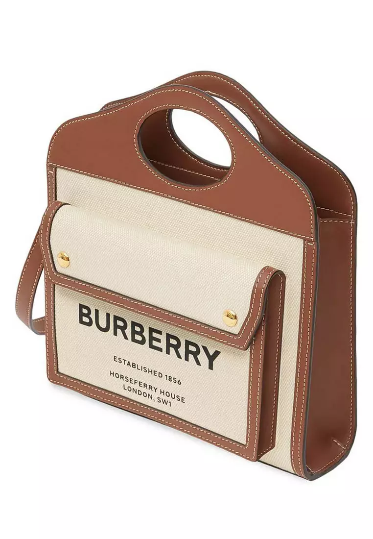 Mini Two-Tone Crossbody Bag in Natural/Malt Brown