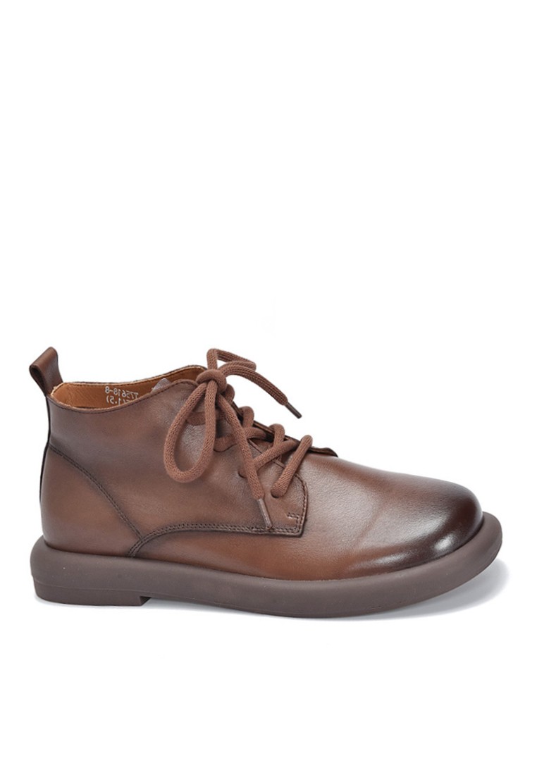 VANSA Top Layer Cowhide Lace-up Martin Boots VSM-B75618-8