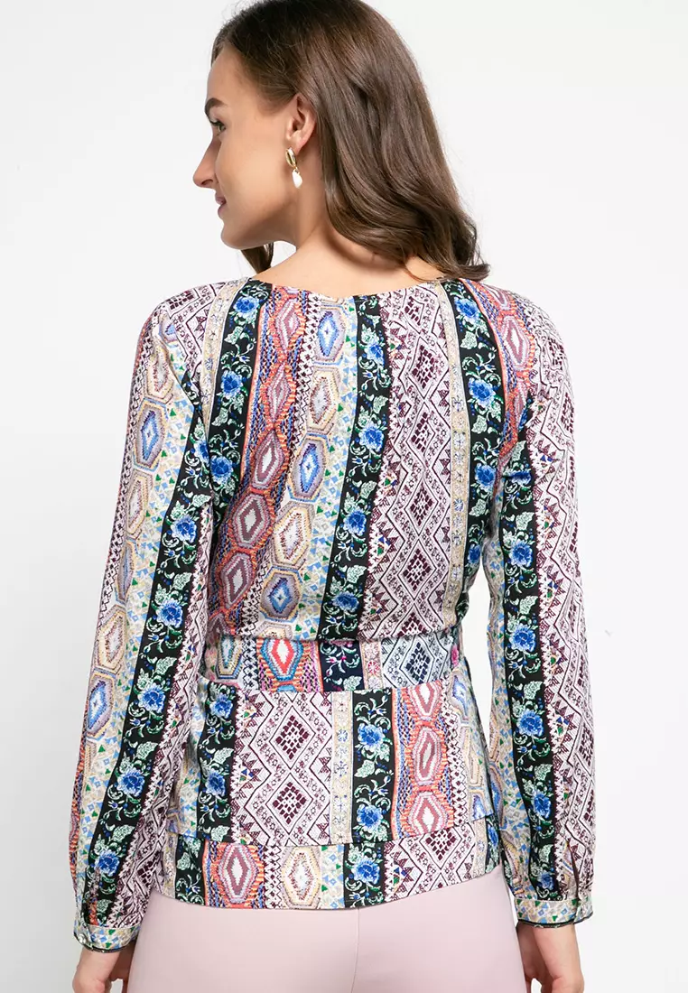 Beau Blouse In Blue Print