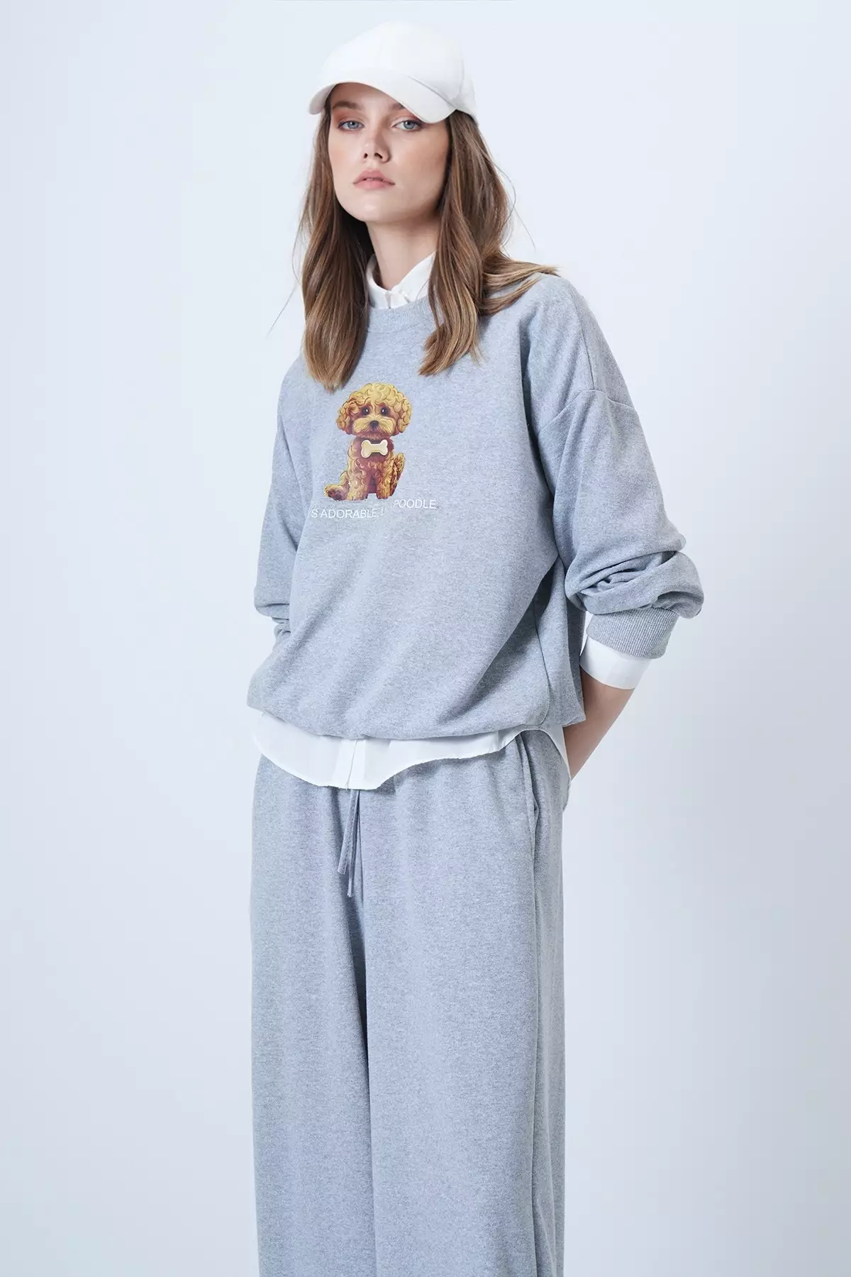 Women'S Grimelange Front Printed Oversize Cotton Sweatshirt Alc-X14651