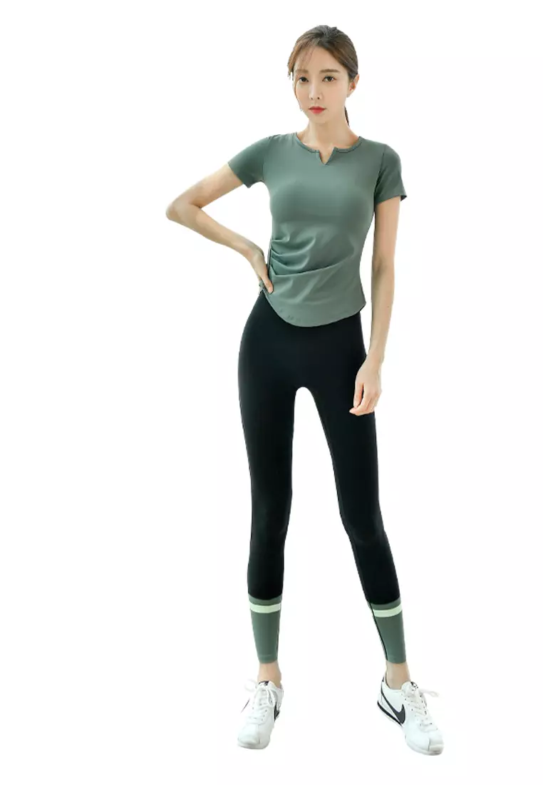 (2PCS) Quick Dry Running Fitness Yoga Dance Set (Tops+Bottoms)