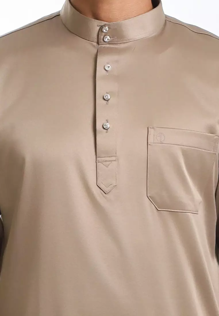 Alain Delon Baju Melayu Cekak Musang Dewasa - 19026005-82PetrifiedOakBrown