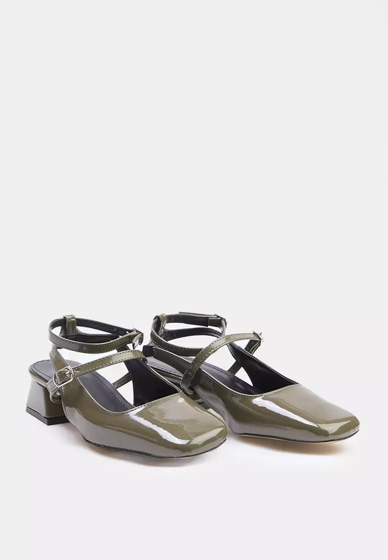 Mary Jane Ankle Strap Square Toe Heeled Shoes