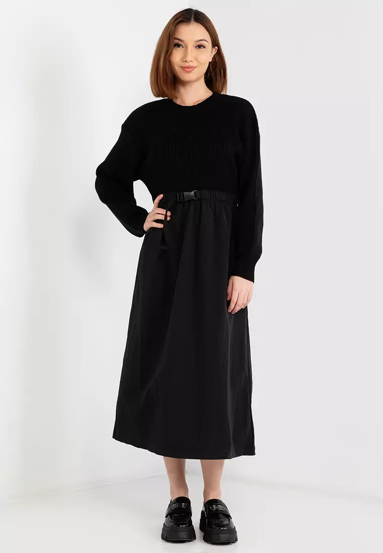 Buy LOWRYS FARM Mixed Media Dress with belt 2024 Online | ZALORA Singapore