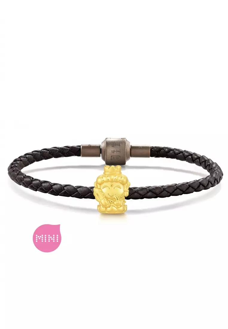 999 24K Solid Gold Zodiac Guardian Buddha Mini Charm Blessing and Men (For Chinese Zodiac: Ox and Tiger) 93628C (Bracelet not included)