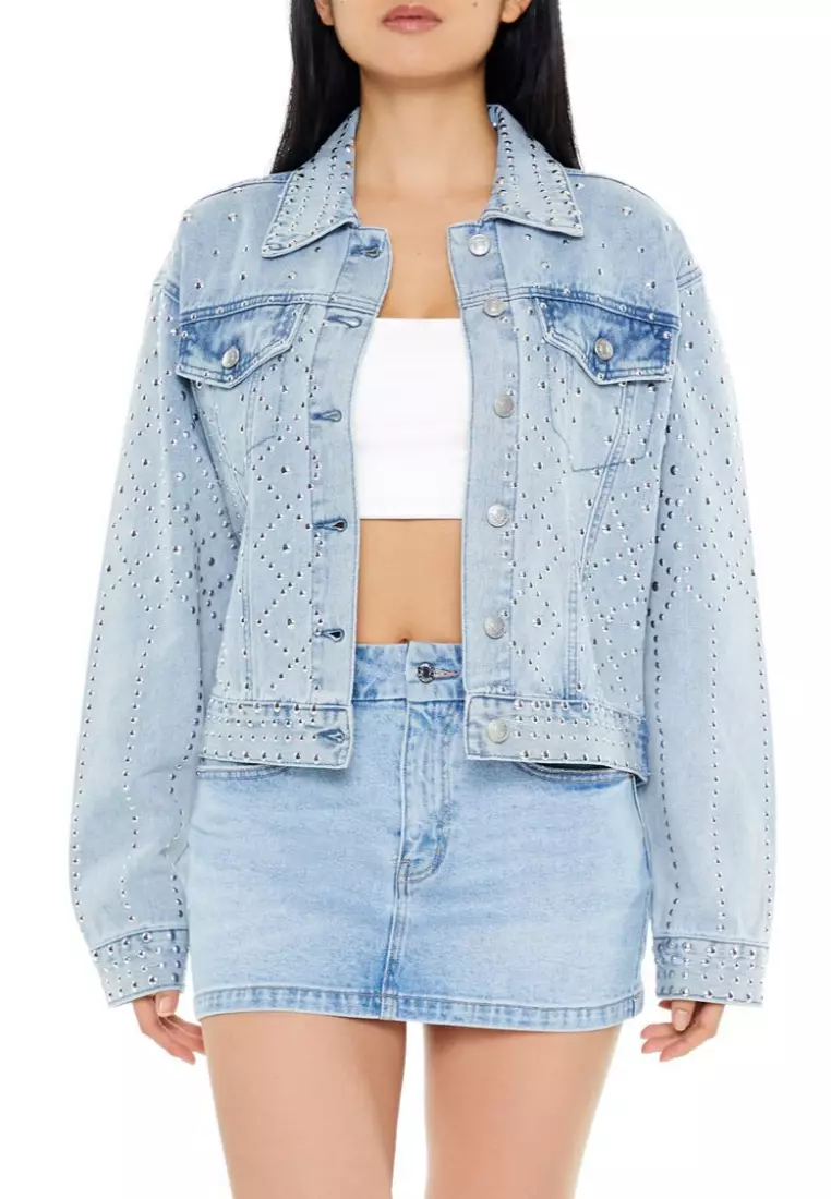 Studded denim jacket forever 21 on sale