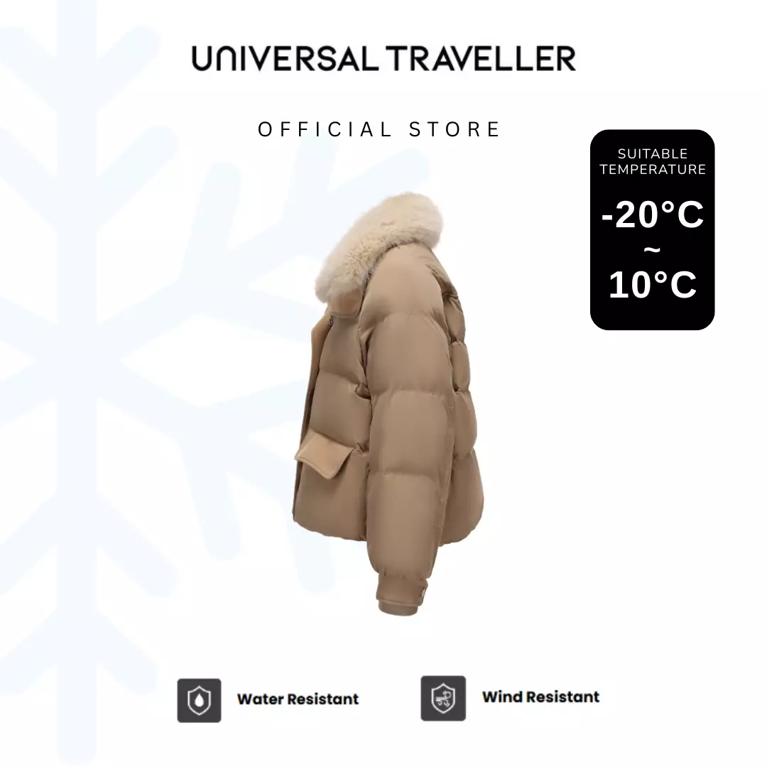 UNIVERSAL TRAVELLER DETACHABLE FUR COLLAR PUFFER DOWN JACKET DJW25016